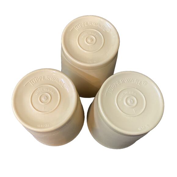 Tupperware Tumblers VTG Yellow Gold 6 oz. Kids Juice Cups Set of 3 #1251 Cabin - Picture 2 of 6